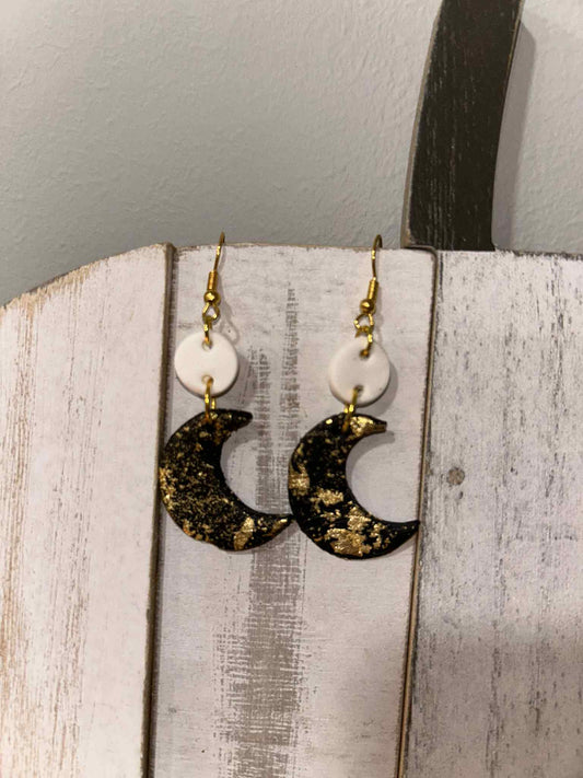 Crescent Moon clay earrings