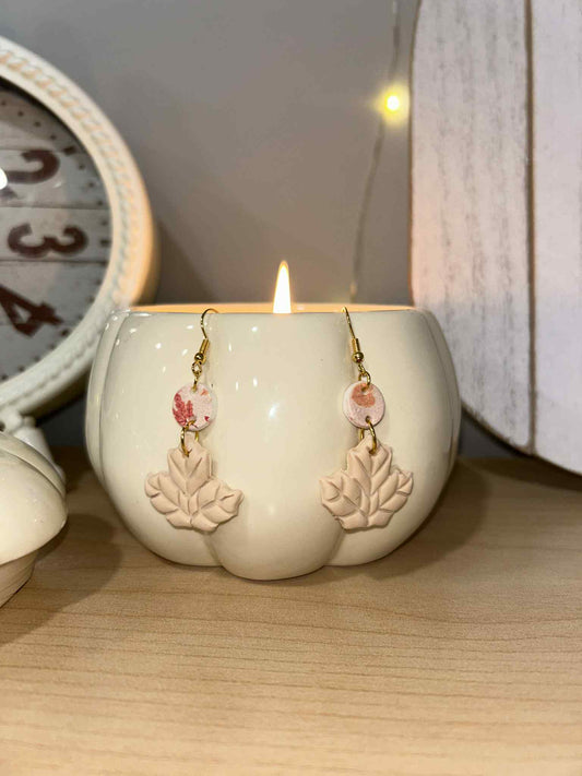 Clay Beige Leaf earrings