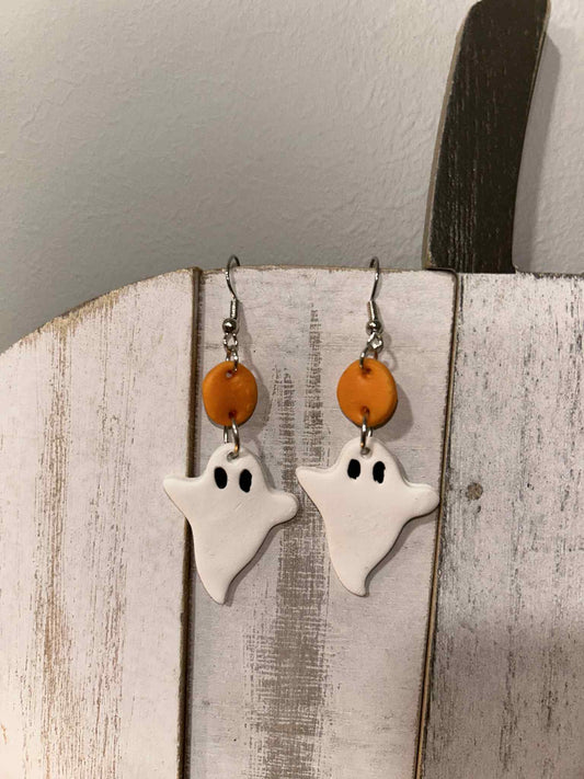 Clay White Ghost earring